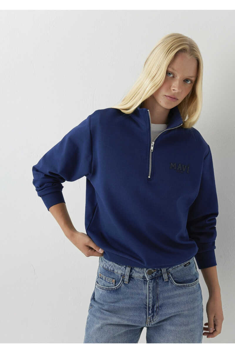 Mavi Yarım Fermuarlı Kadın Sweat 1S10586-70491 - 2