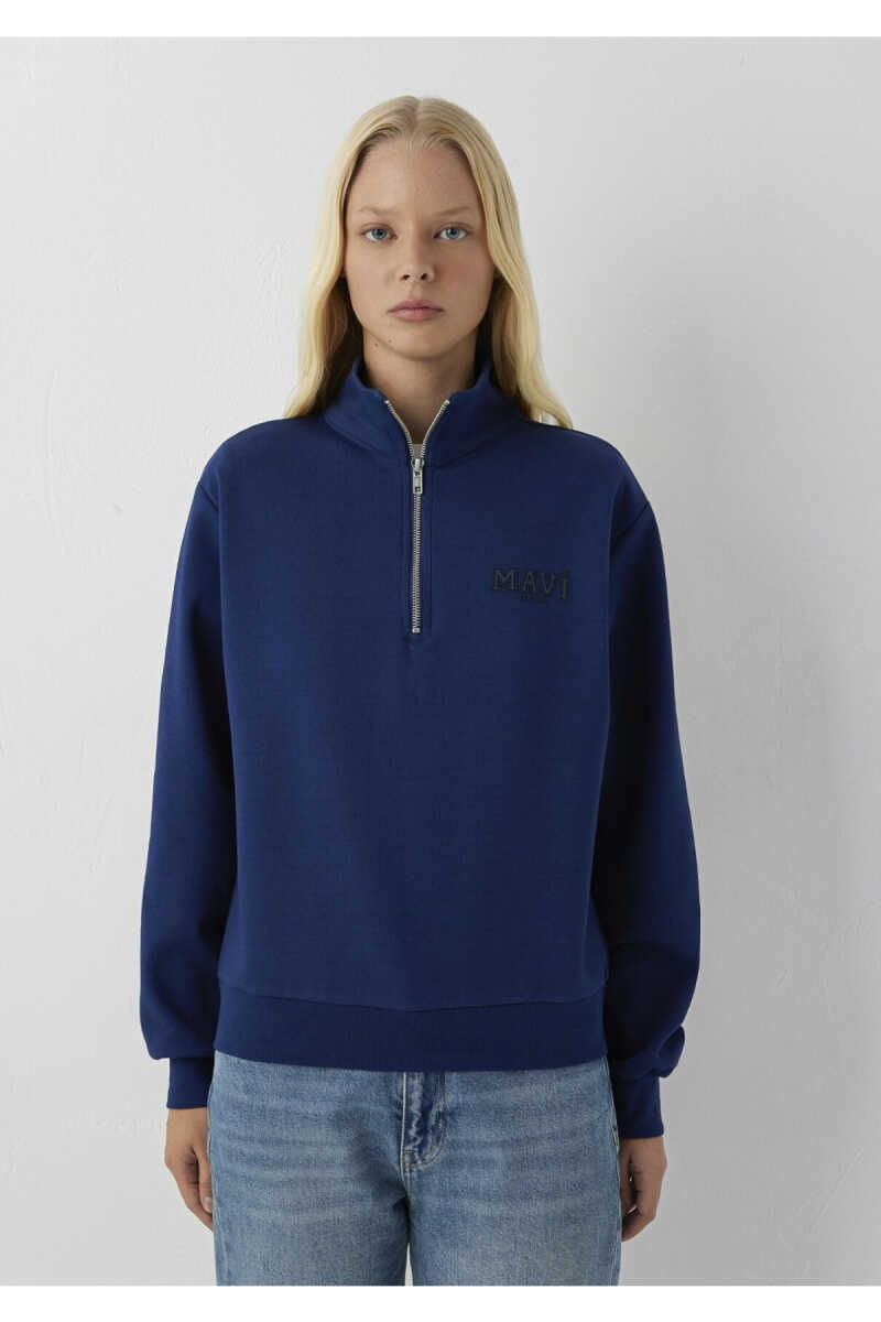 Mavi Yarım Fermuarlı Kadın Sweat 1S10586-70491 - 3