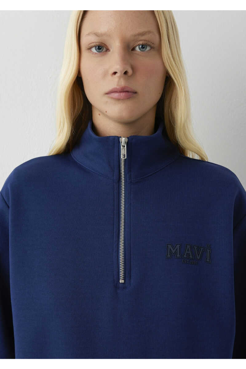 Mavi Yarım Fermuarlı Kadın Sweat 1S10586-70491 - 6