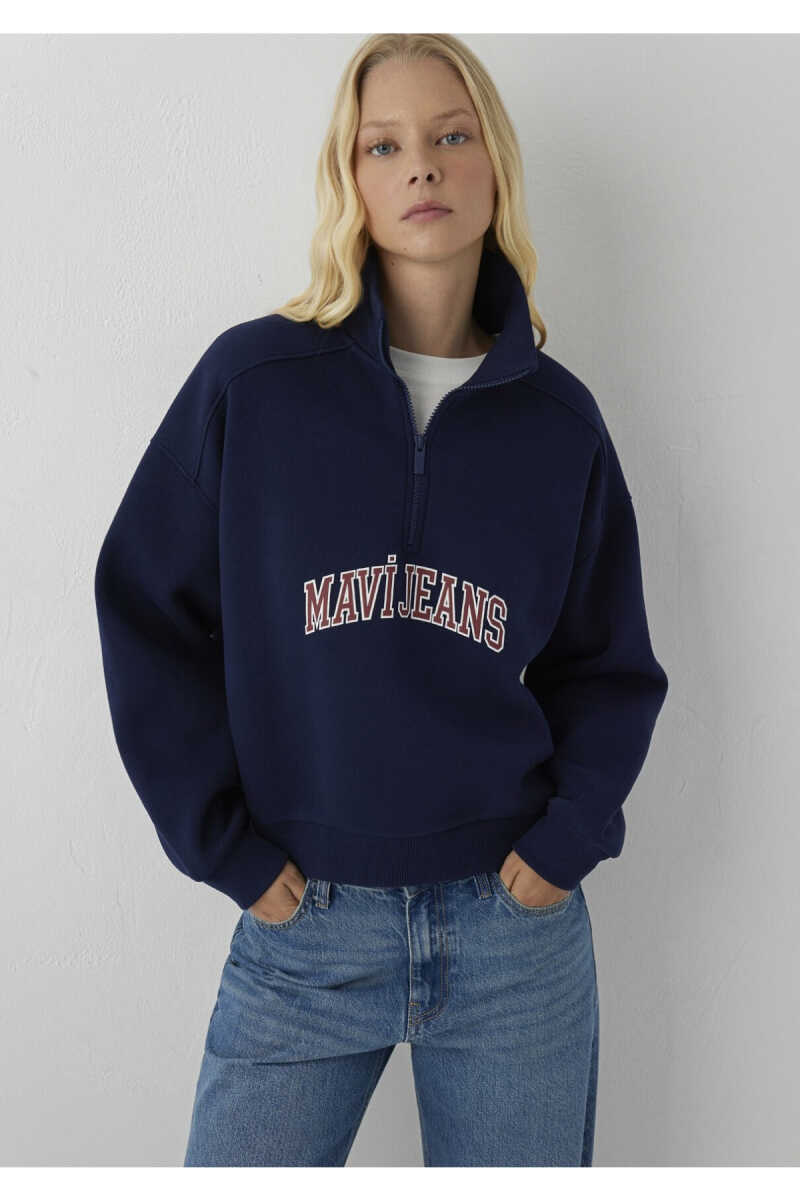 Mavi Yarım Fermuarlı Logo Kadın Sweat 1S20132-84371 - 1