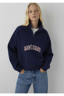 Mavi Yarım Fermuarlı Logo Kadın Sweat 1S20132-84371