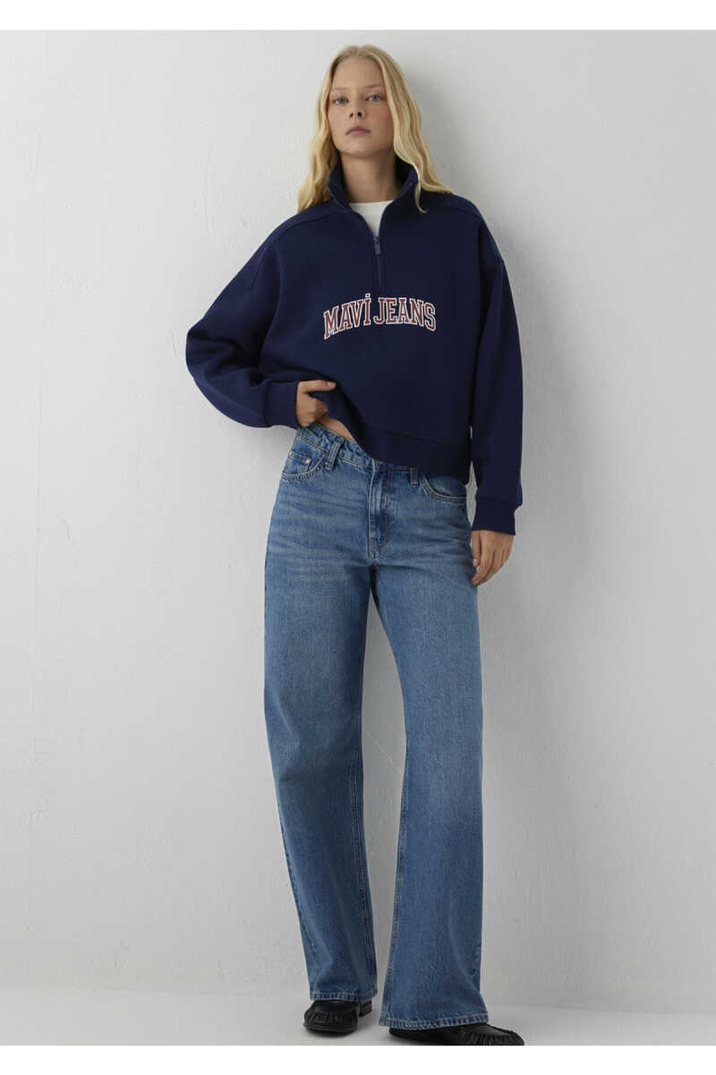 Mavi Yarım Fermuarlı Logo Kadın Sweat 1S20132-84371 - 2
