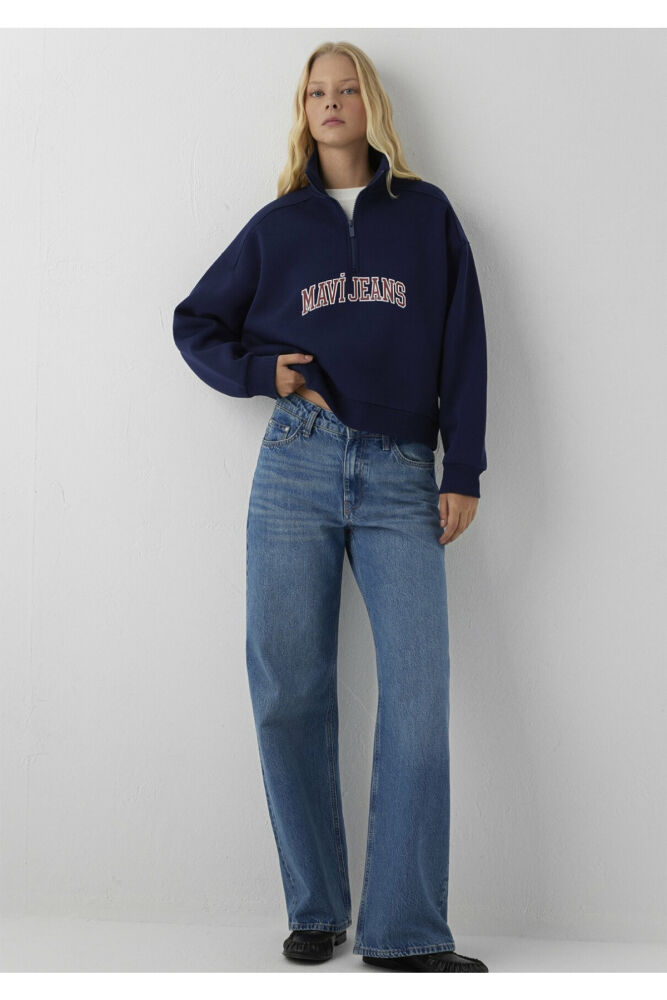 Mavi Yarım Fermuarlı Logo Kadın Sweat 1S20132-84371 (1)