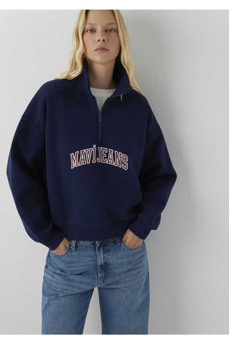Mavi Yarım Fermuarlı Logo Kadın Sweat 1S20132-84371 - 3