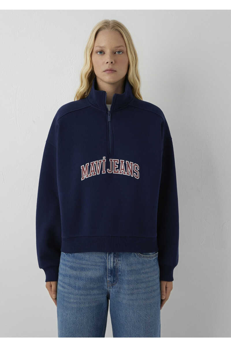 Mavi Yarım Fermuarlı Logo Kadın Sweat 1S20132-84371 - 4