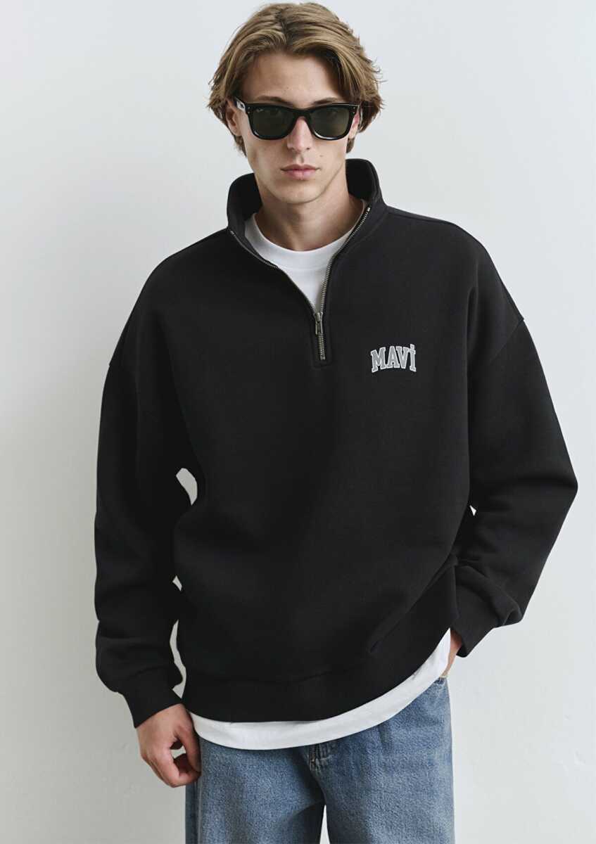 Mavi Yarım Fermuarlı Siyah Erkek Sweat 0S10208-900 - 2