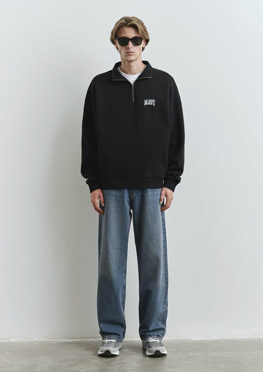 Mavi Yarım Fermuarlı Siyah Erkek Sweat 0S10208-900 - 3