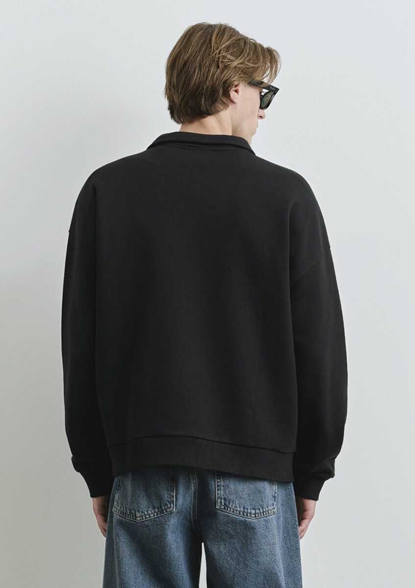 Mavi Yarım Fermuarlı Siyah Erkek Sweat 0S10208-900 - 4