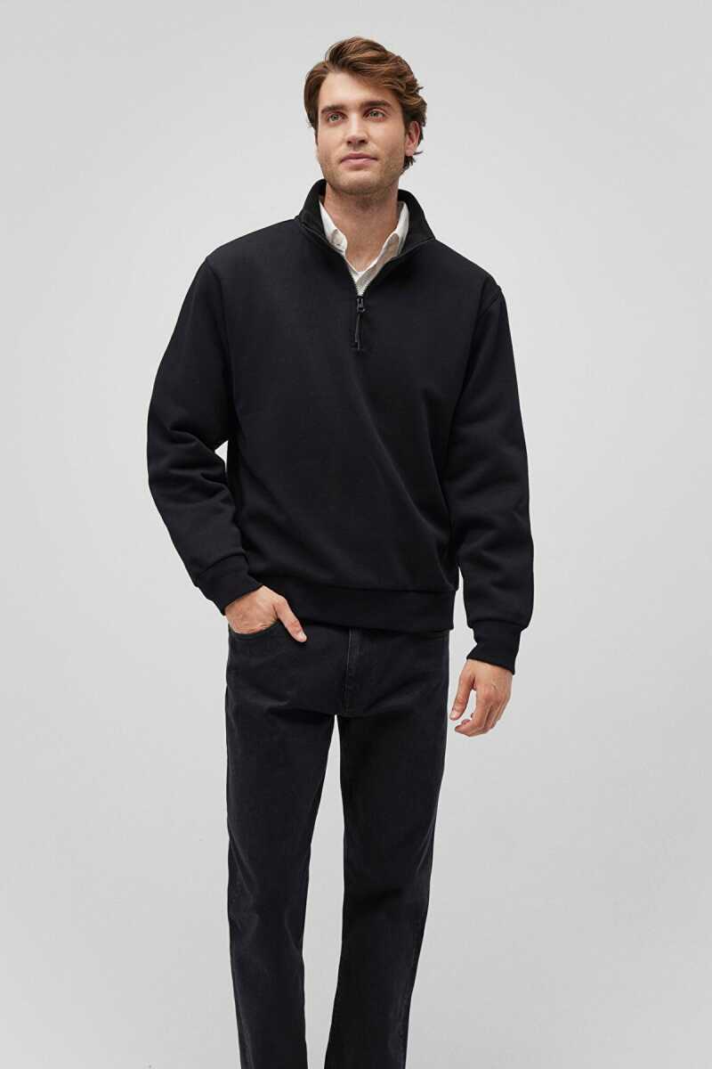 Mavi Yarım Fermuarlı Siyah Erkek Sweat 0S10278-900 - 2