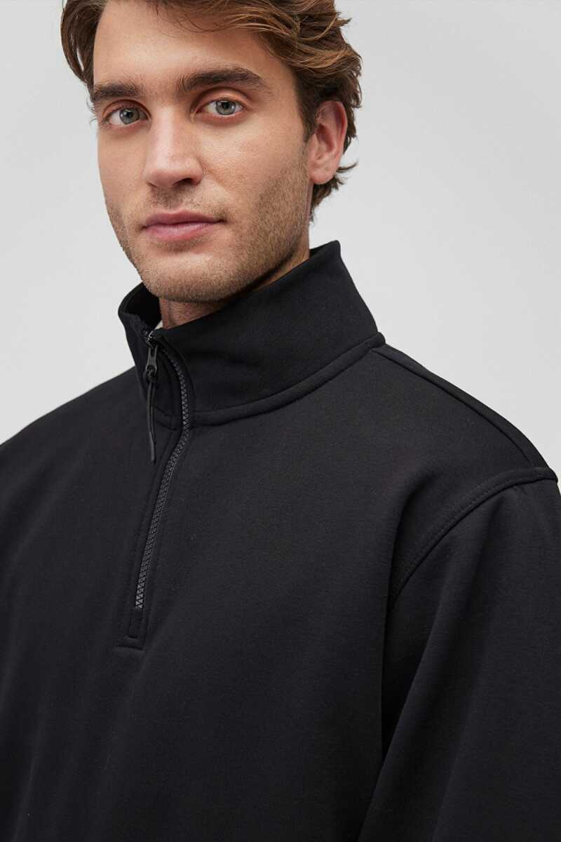 Mavi Yarım Fermuarlı Siyah Erkek Sweat 0S10278-900 - 5