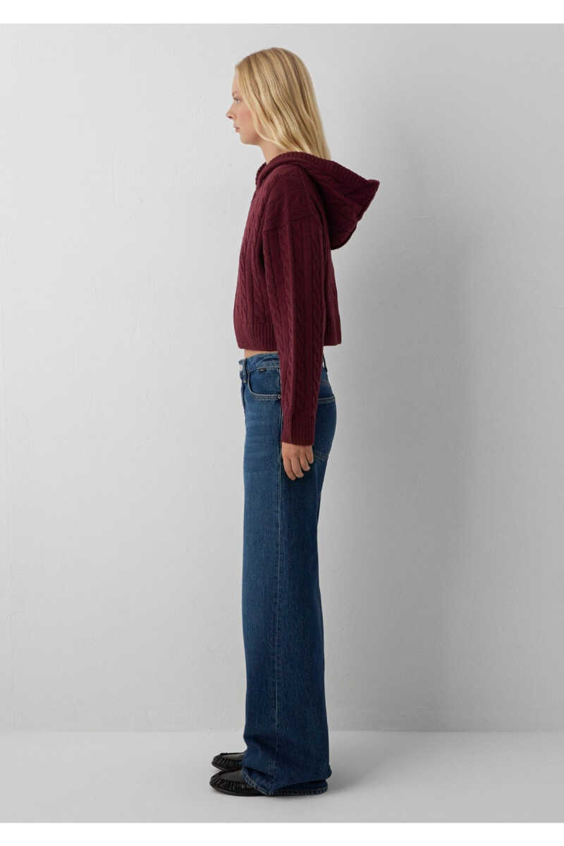 Mavi Yün Karışımlı Kapüşonlu Crop Bordo Regular Fit Kadın Hırka 1710999-70393 - 5