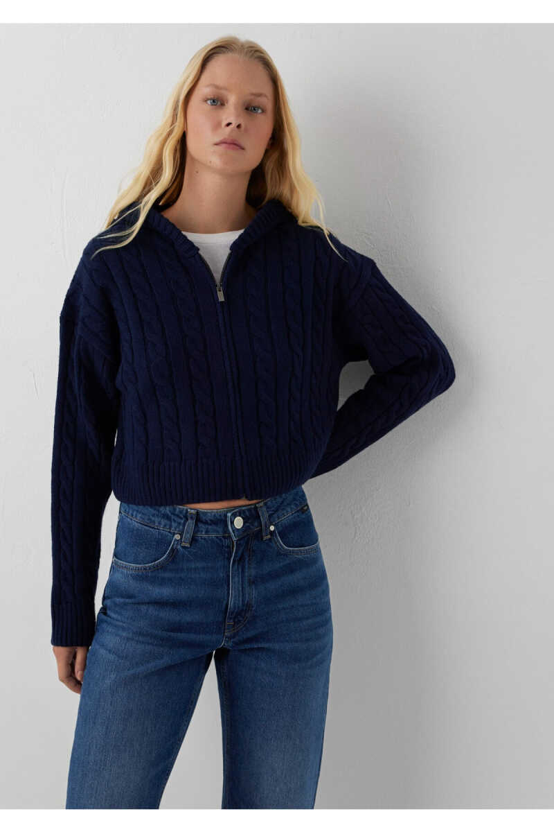 Mavi Yün Karışımlı Kapüşonlu Crop Lacivert Regular Fit Kadın Hırka 1710999-70492 - 3