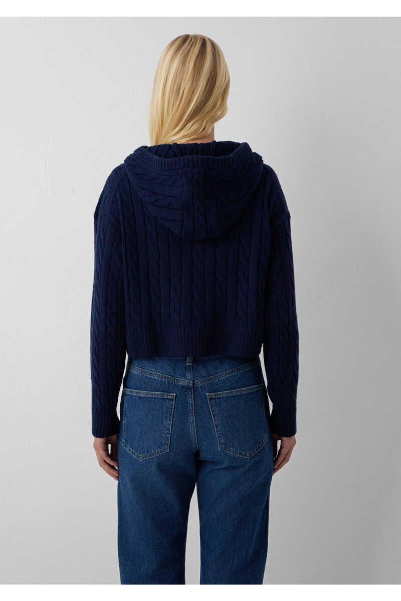 Mavi Yün Karışımlı Kapüşonlu Crop Lacivert Regular Fit Kadın Hırka 1710999-70492 - 6