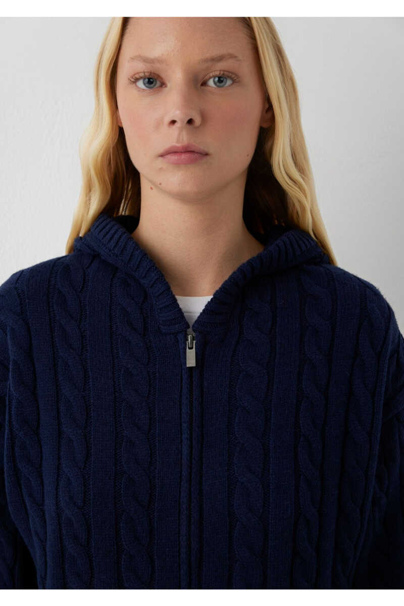 Mavi Yün Karışımlı Kapüşonlu Crop Lacivert Regular Fit Kadın Hırka 1710999-70492 - 7