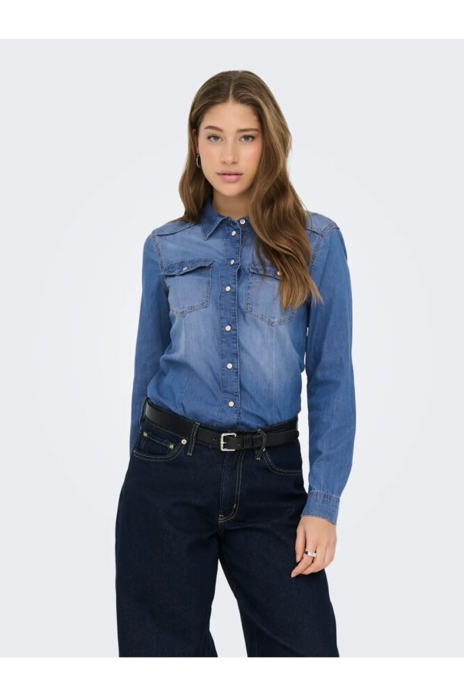 Only Alexa Regular Fit Kadın Jean Gömlek 15315185