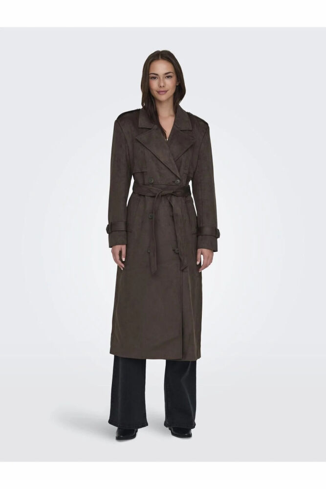 Only Ina Long Faux Suade Kadın Trençot 15348498