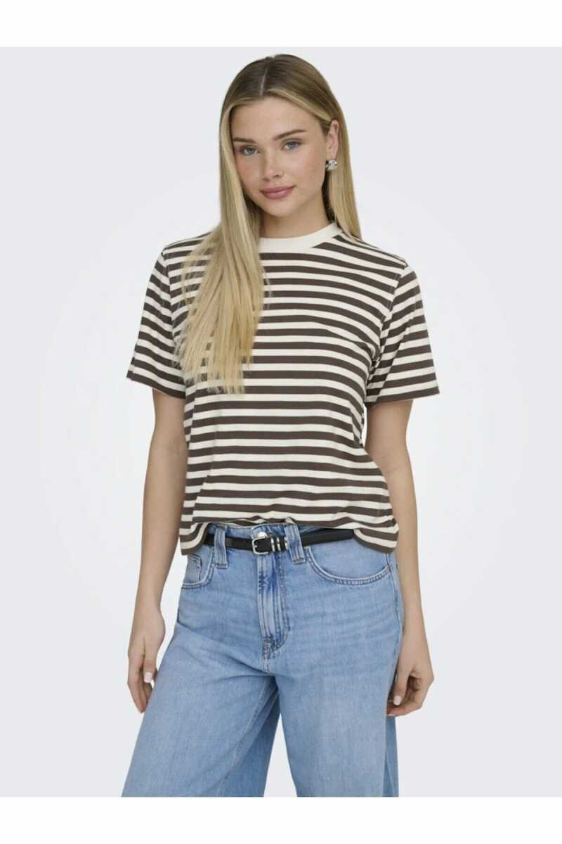 Only Lıvvına Çizgili Regular Fit Kadın Tişört 15272227 - 1