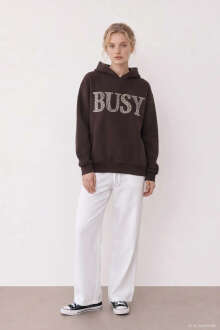 Quzu Aplike Detaylı Kapüşonlu Kadın Sweatshirt