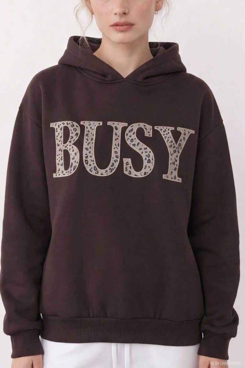 Quzu Aplike Detaylı Kapüşonlu Kadın Sweatshirt - 2