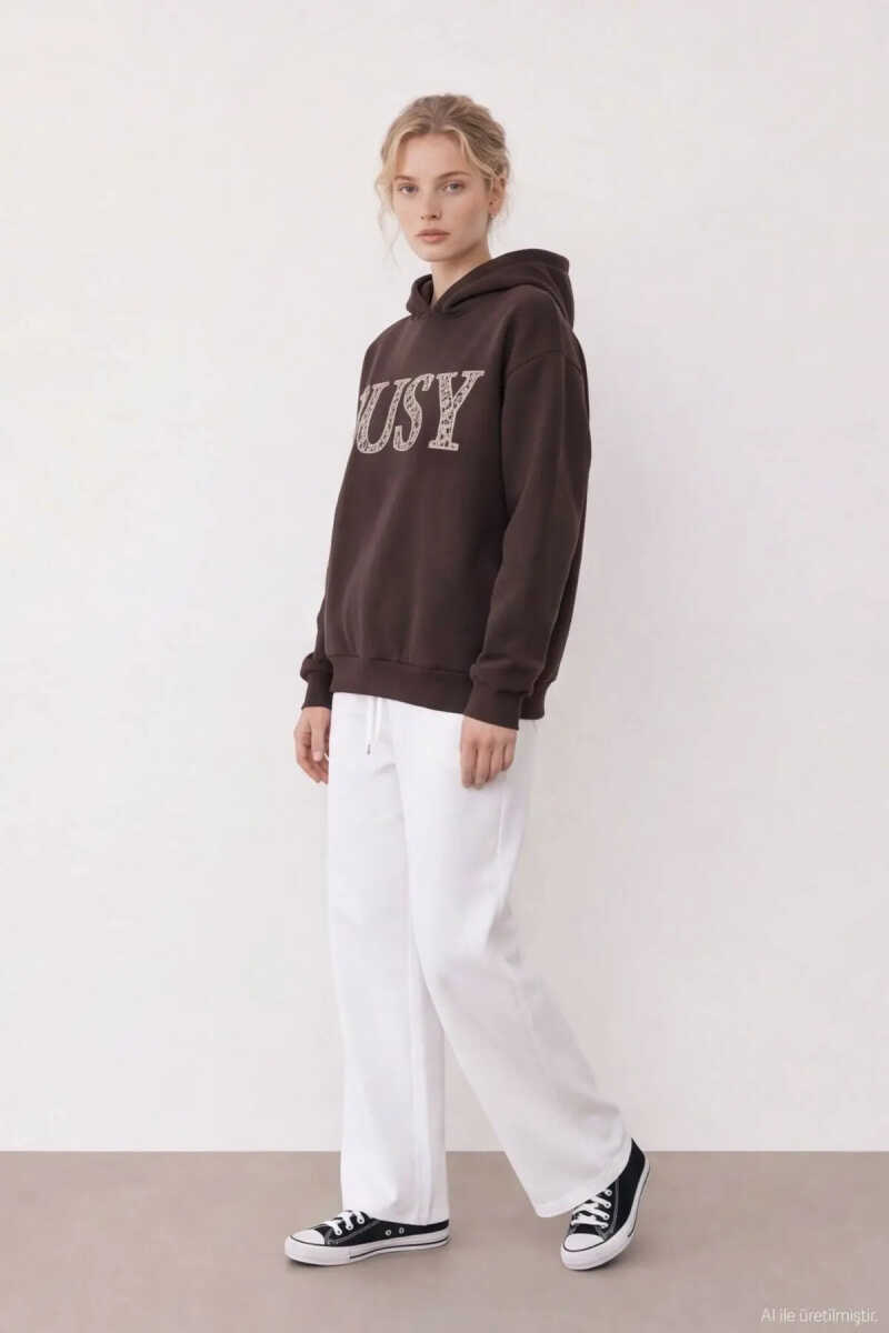 Quzu Aplike Detaylı Kapüşonlu Kadın Sweatshirt - 3