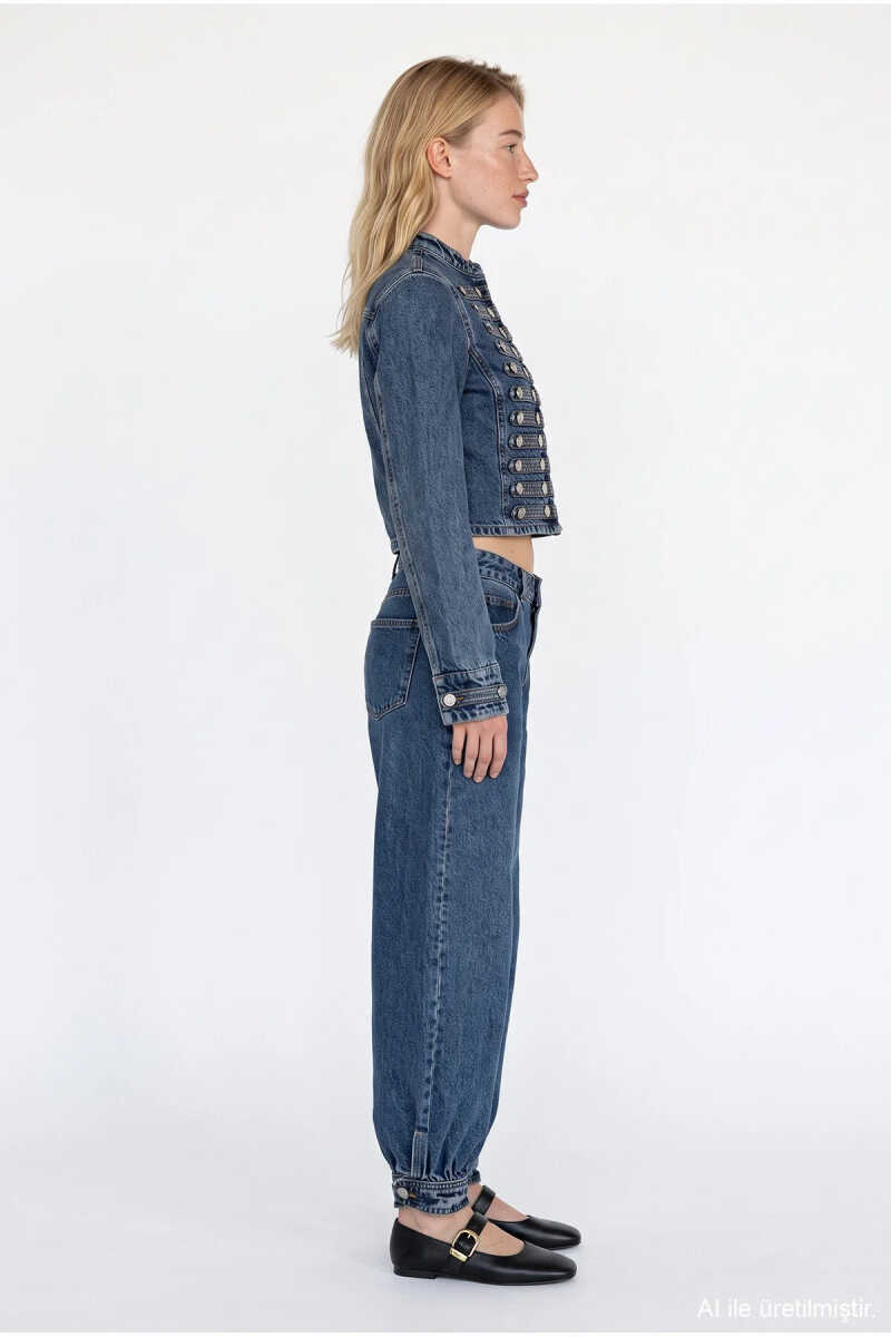 Quzu Balon Form Kadın Jean Pantolon - 5