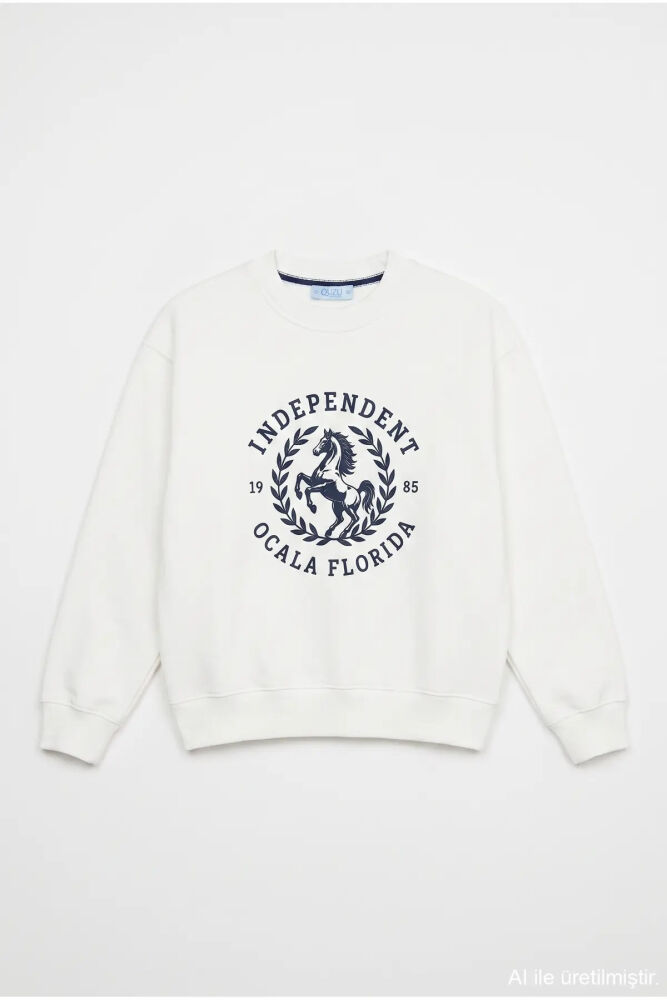 Quzu Baskı Detaylı Kadın Sweatshirt (1)