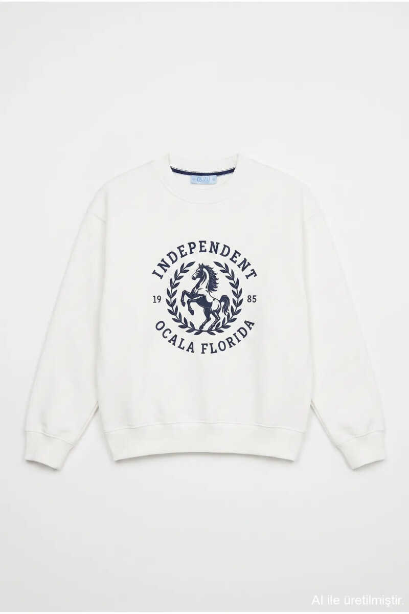Quzu Baskı Detaylı Kadın Sweatshirt - 2