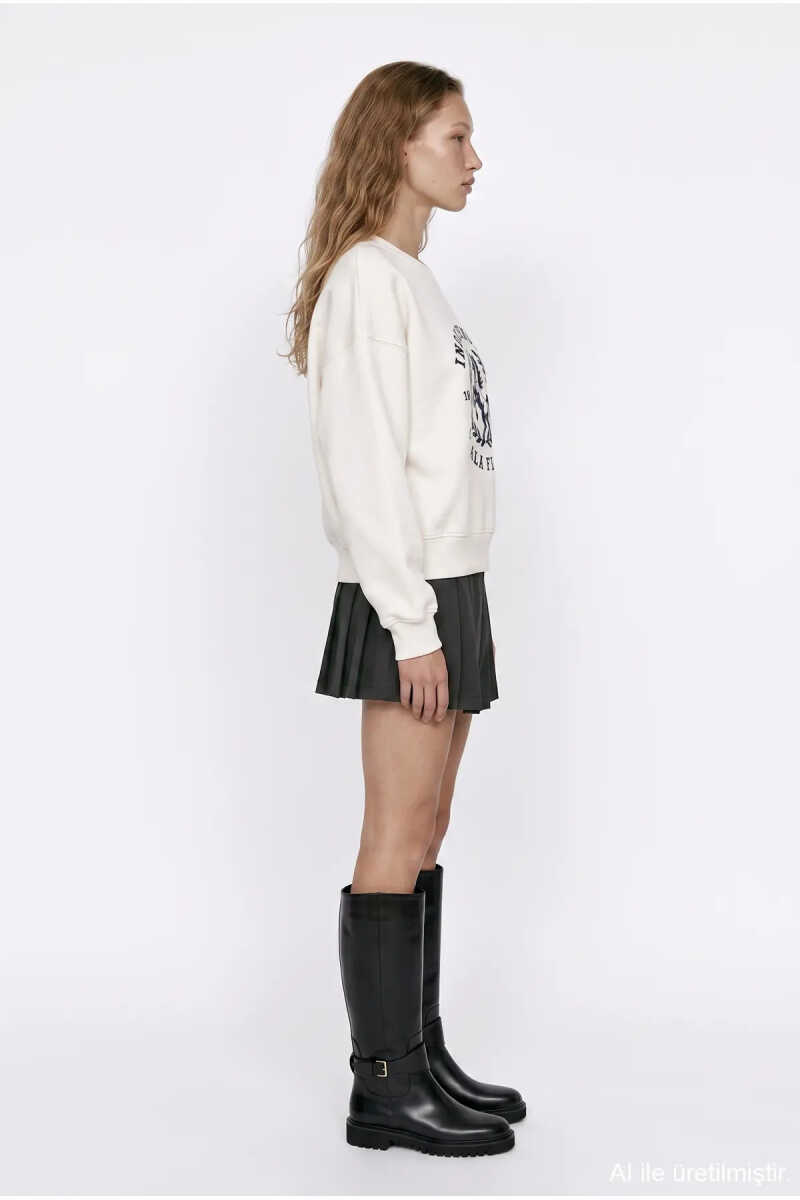 Quzu Baskı Detaylı Kadın Sweatshirt - 4