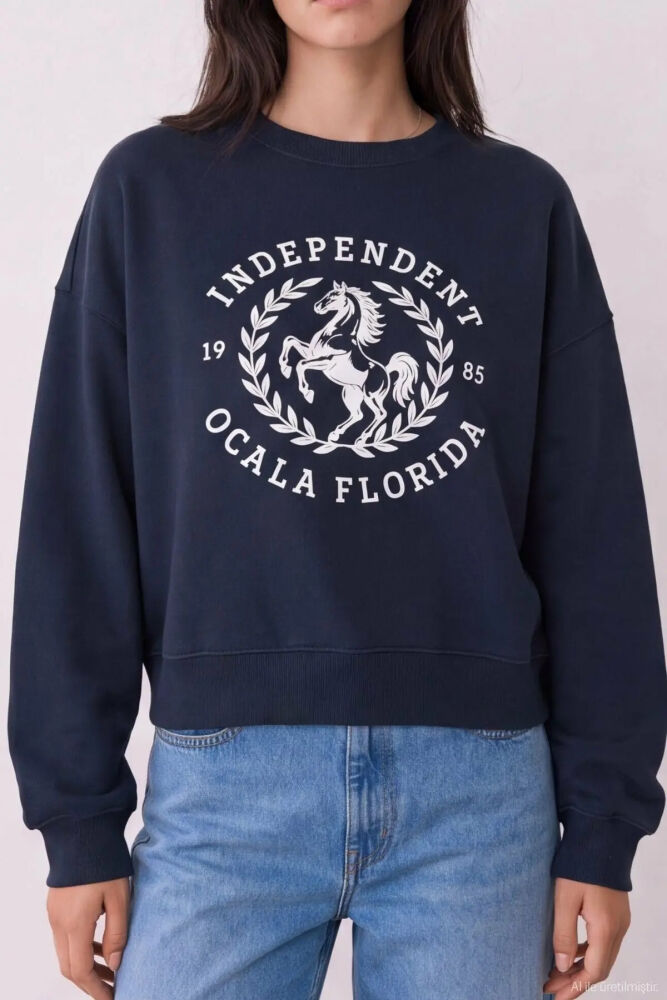 Quzu Baskı Detaylı Kadın Sweatshirt