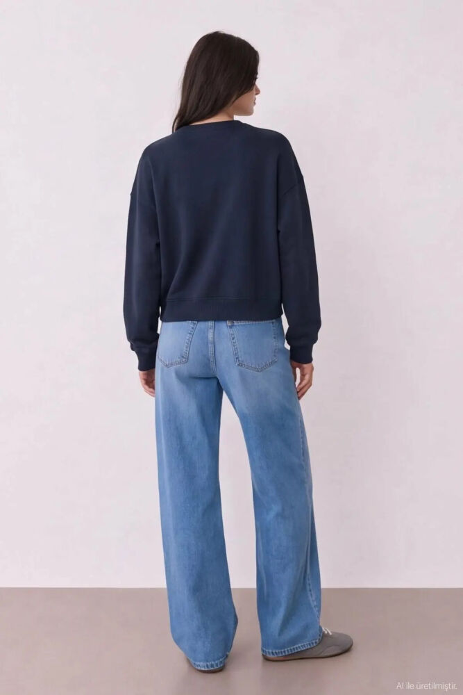 Quzu Baskı Detaylı Kadın Sweatshirt (1)
