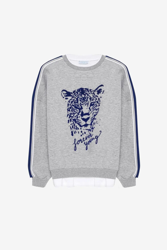 Quzu Baskı Detaylı Sweatshirt