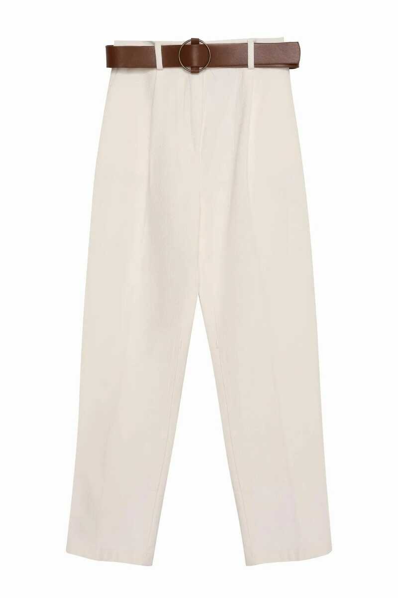 Quzu Beli Kemerli Kadın Pantolon - 1