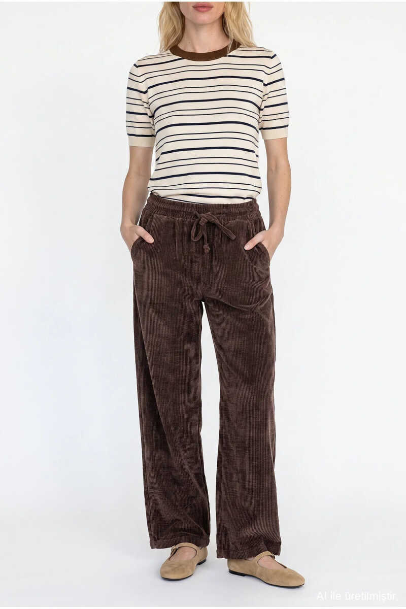 Quzu Beli Lastikli Kadın Pantolon - 4