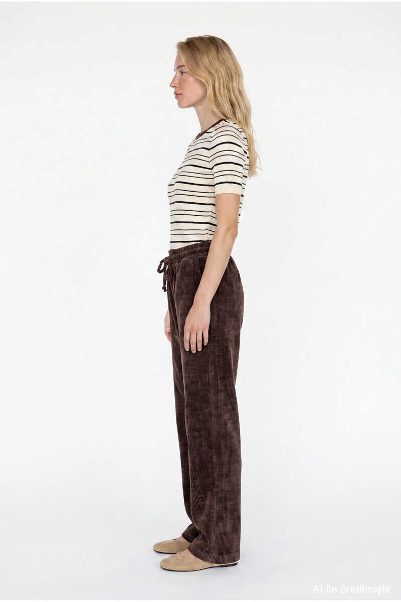 Quzu Beli Lastikli Kadın Pantolon - 5