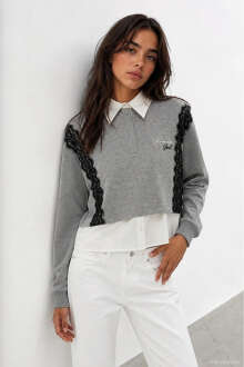 Quzu Dantel Detaylı Kadın Sweatshirt
