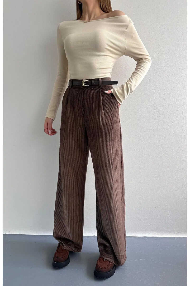 Quzu Kemerli Fitilli Kadın Pantolon - 2