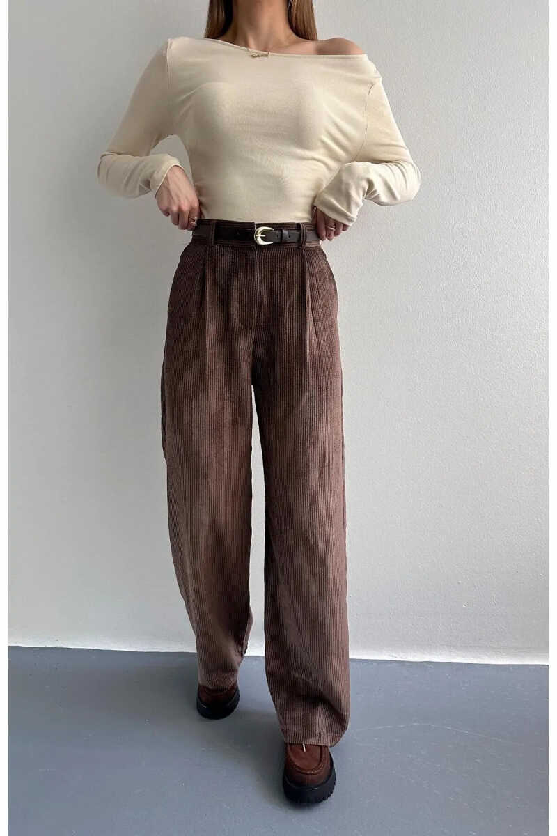 Quzu Kemerli Fitilli Kadın Pantolon - 3