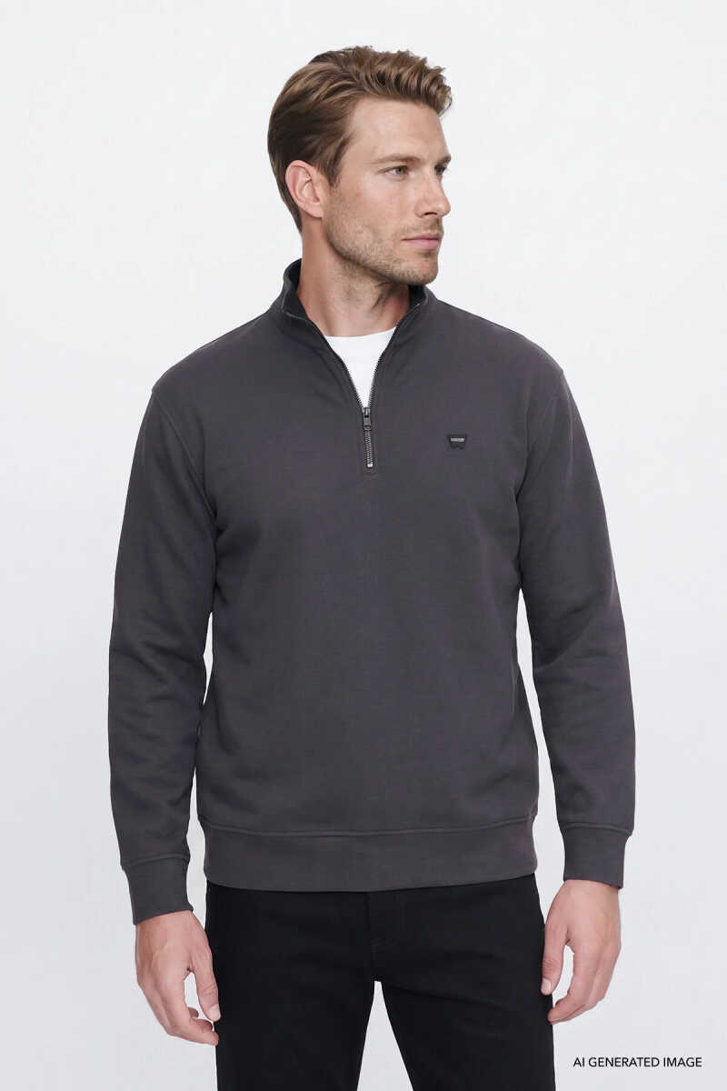 Wrangler Selanik Half Zip Erkek Sweatshirt W2620081035 - 3