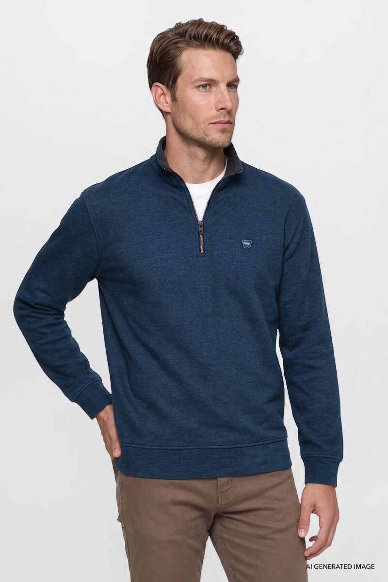 Wrangler Selanik Half Zip Erkek Sweatshirt W2620081406 - 1