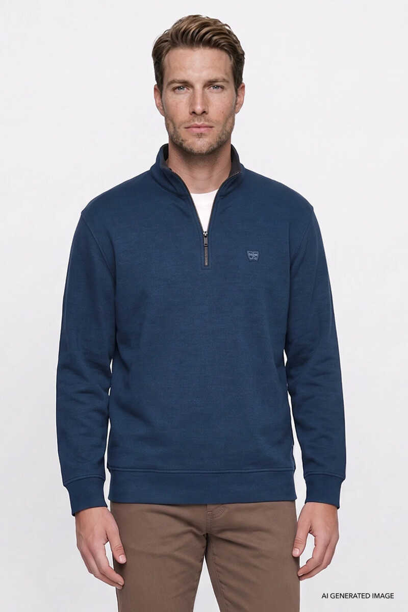 Wrangler Selanik Half Zip Erkek Sweatshirt W2620081406 - 2