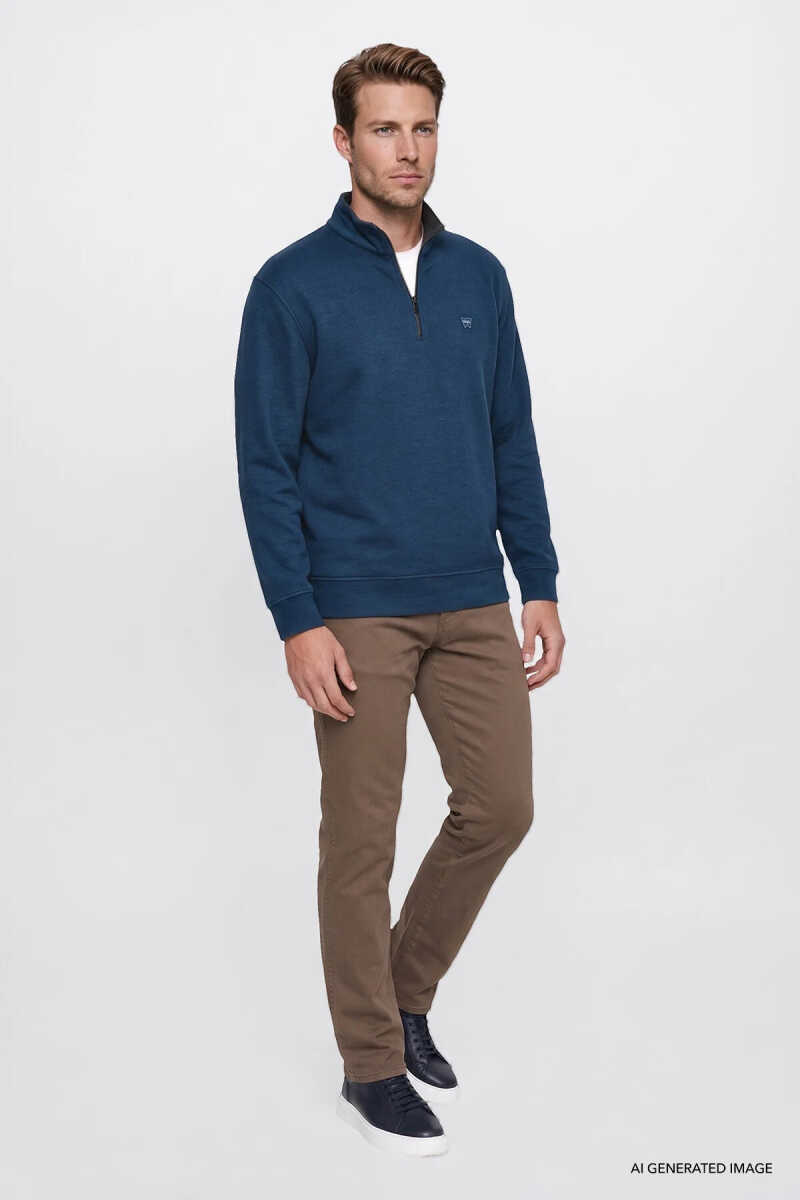 Wrangler Selanik Half Zip Erkek Sweatshirt W2620081406 - 3