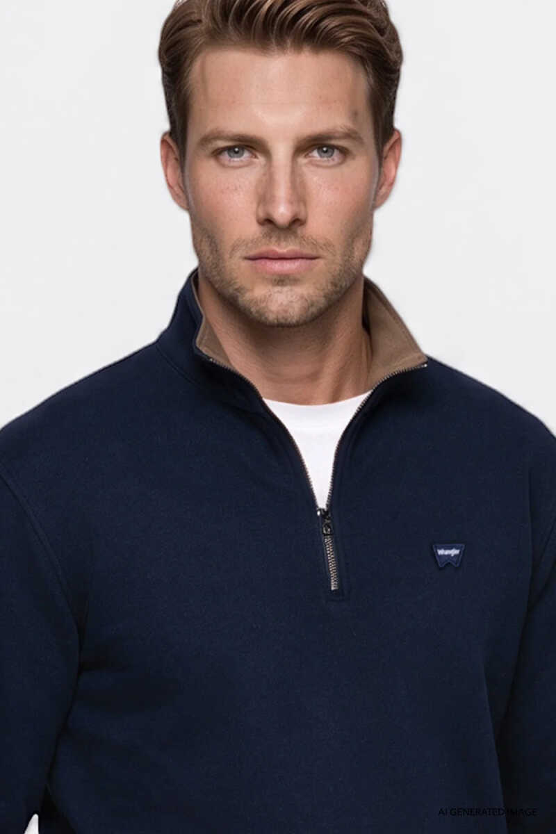Wrangler Selanik Half Zip Erkek Sweatshirt W2620081410 - 4