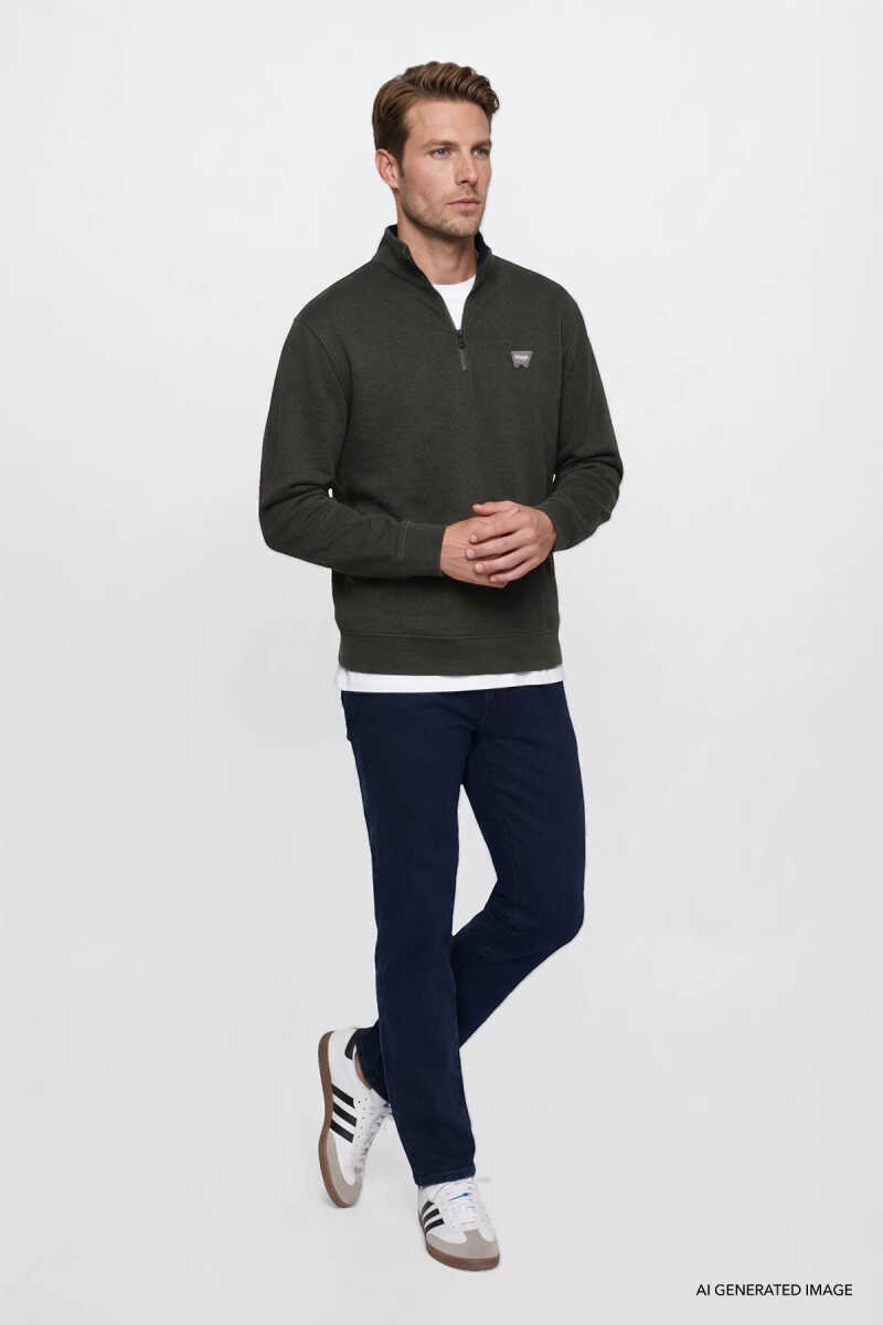 Wrangler Selanik Half Zip Erkek Sweatshirt W2620081801 - 2