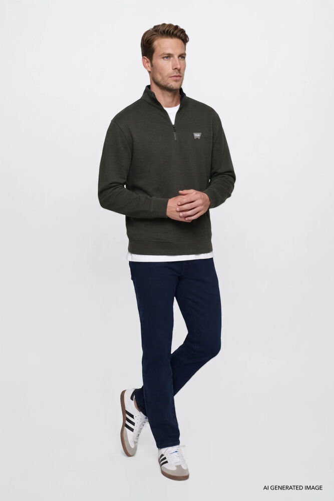 Wrangler Selanik Half Zip Erkek Sweatshirt W2620081801 (1)