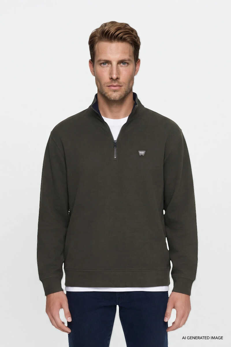 Wrangler Selanik Half Zip Erkek Sweatshirt W2620081801 - 4