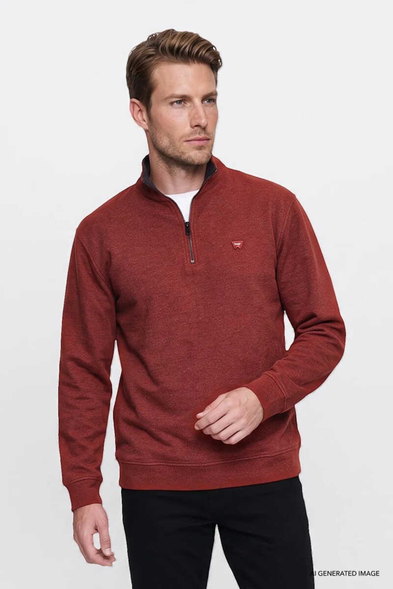 Wrangler Selanik Half Zip Erkek Sweatshirt W2620081810 - 2